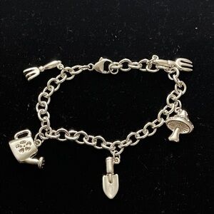 Silver Charm Bracelet with Garden Charms